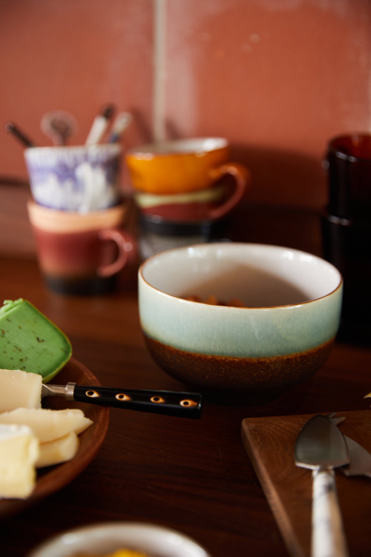 Noodle Bowls, Set of 4, Geyser, HKLIVING 70s Ceramics