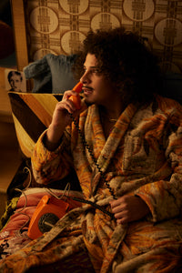 HKLIVING Palmae Bathrobe – Tropical Jacquard Cotton Housecoat (2 Sizes)