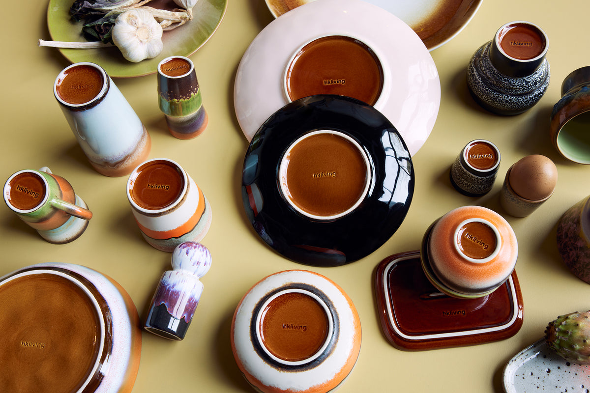 Noodle Bowls, Set of 4, Geyser, HKLIVING 70s Ceramics