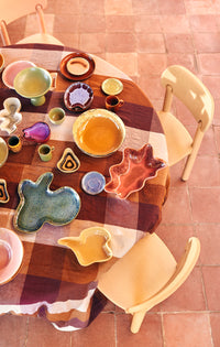 Vida Check Table Cloth, Amber Burgundy and Purple by HKLIVING