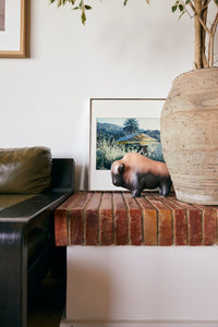 Ceramic Bull by HKLIVING and Otto Keramik in Bronze Style, Buffalo, Bison