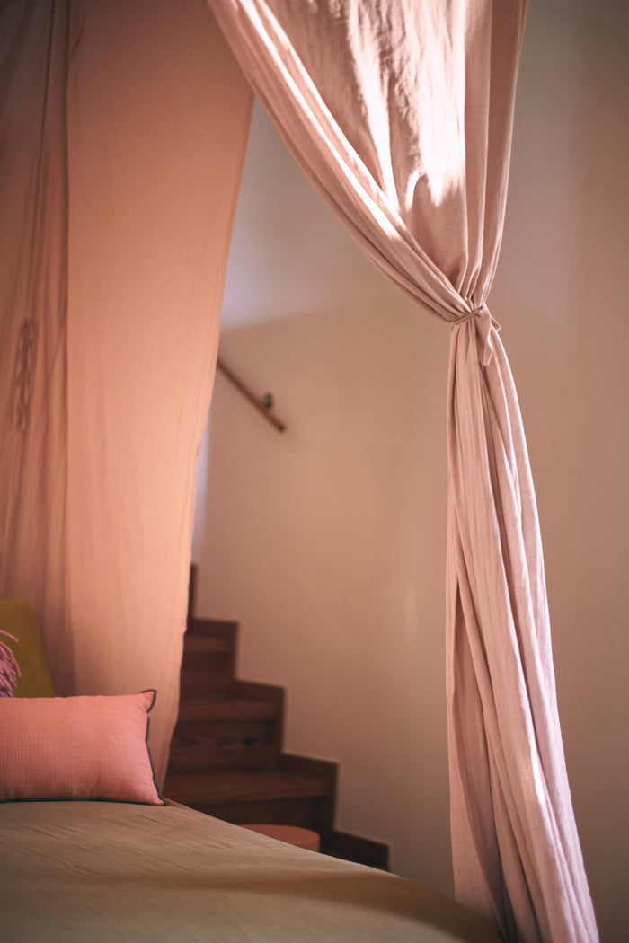 HKLIVING Bed Canopy - Sunset Pink Cotton Draped Canopy (210x190x290cm)