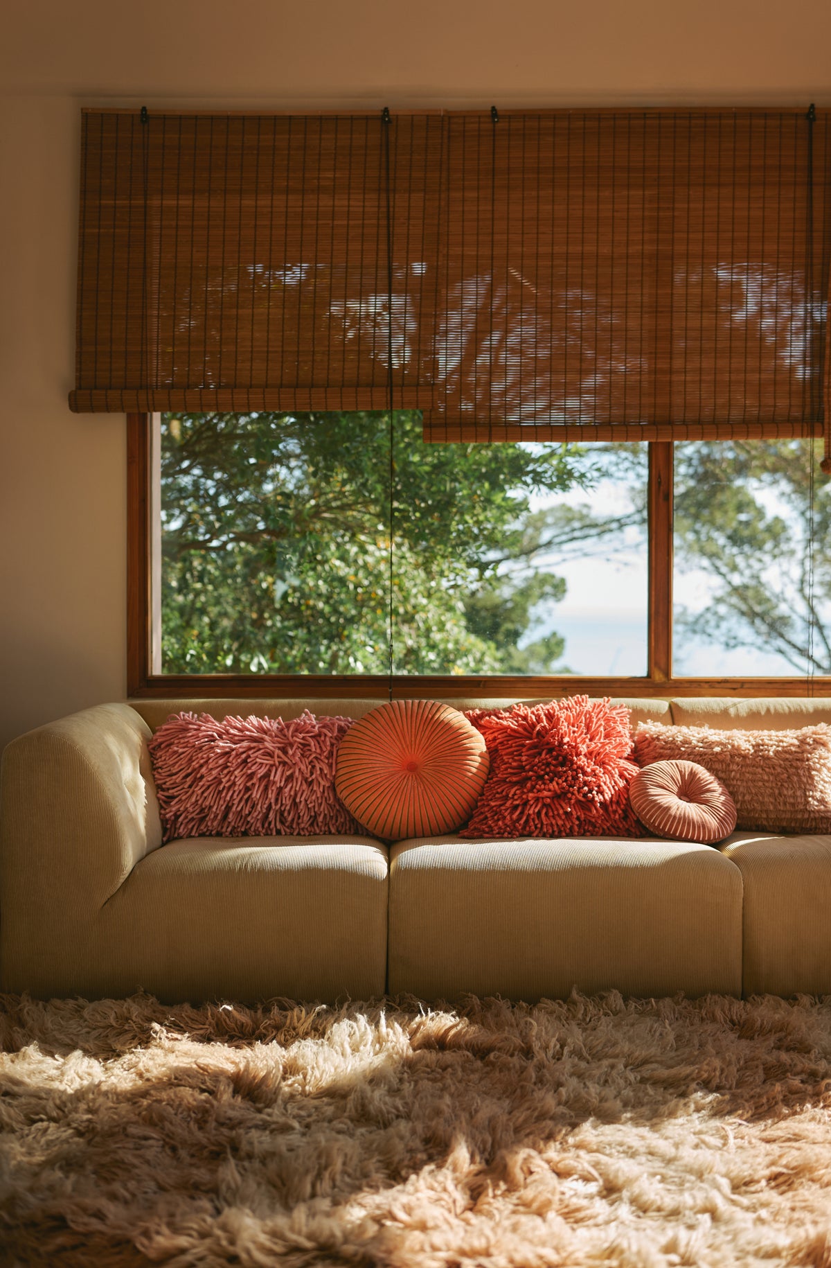 Fluffy Rectangular Cushion Blush Pink 65 x 40cm by HKLIVING