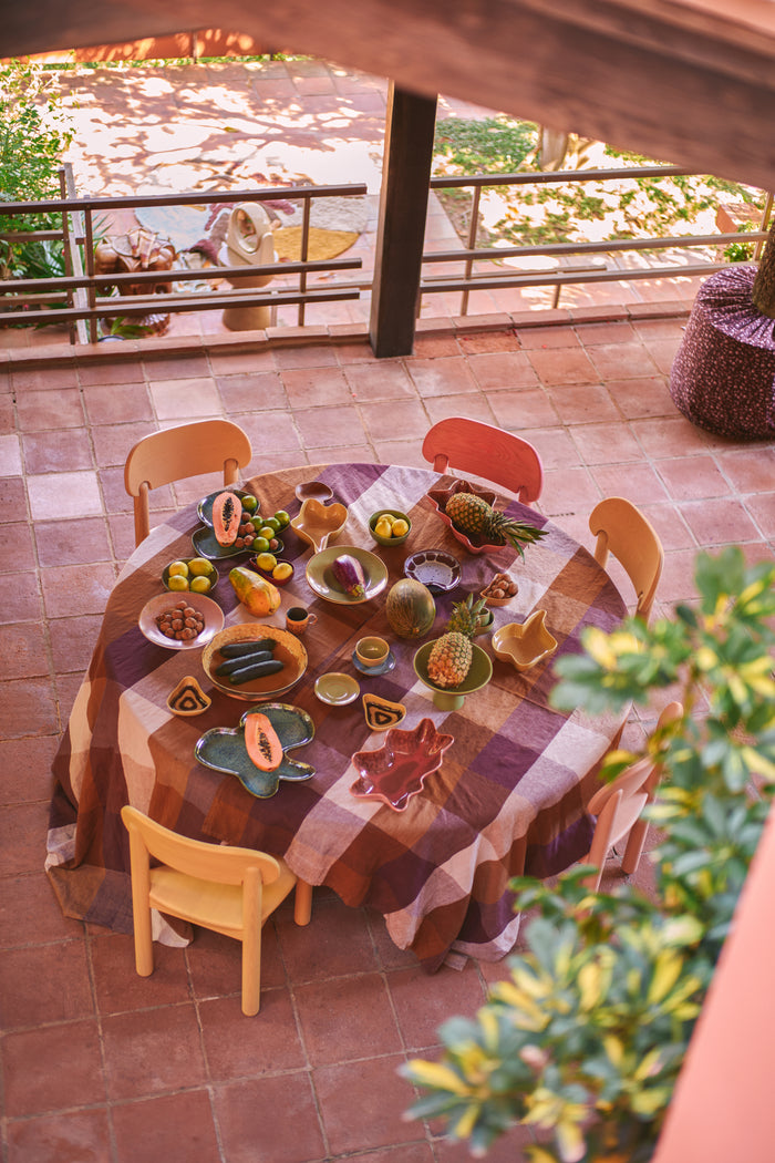 Vida Check Table Cloth, Amber Burgundy and Purple by HKLIVING