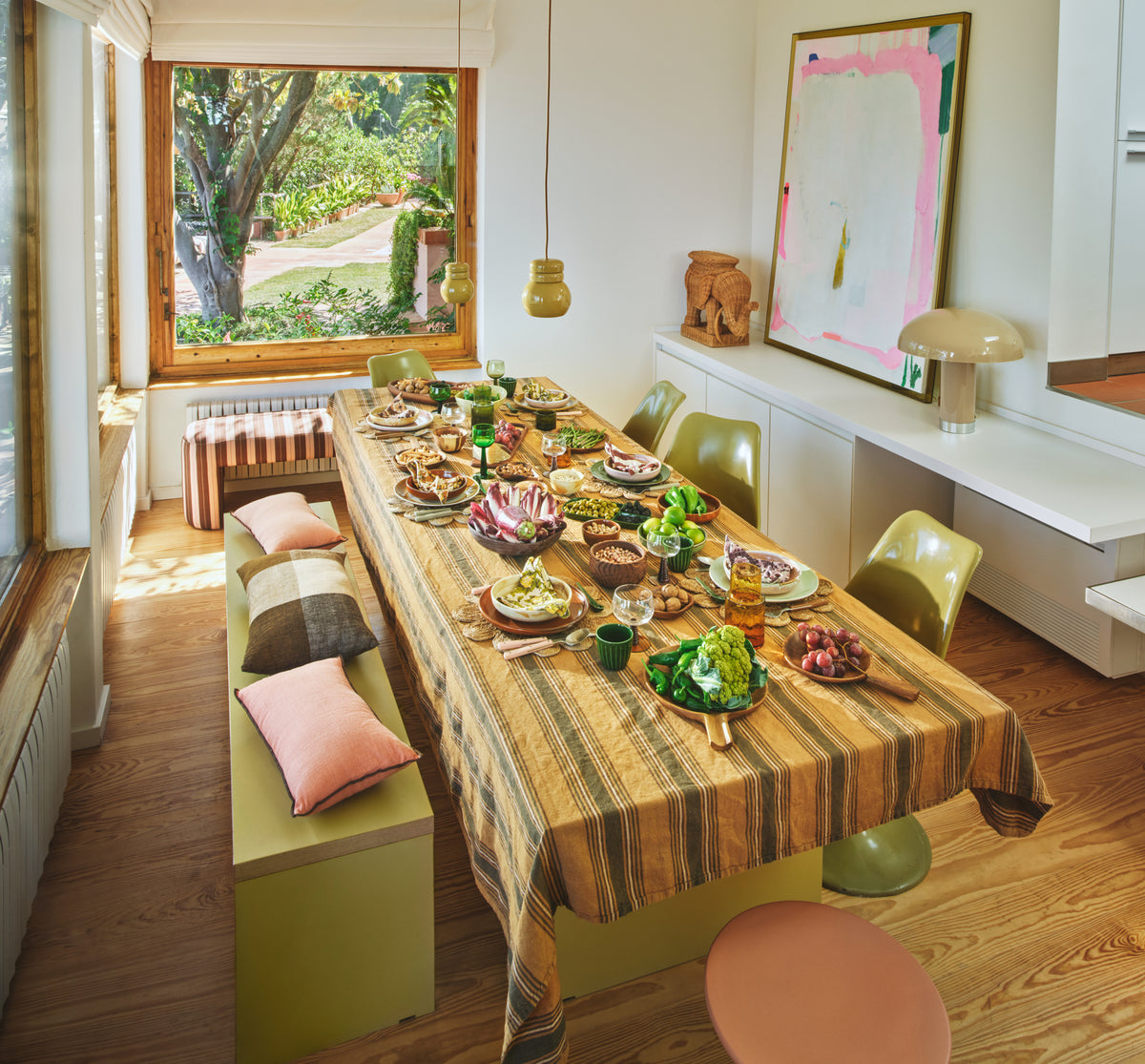 HKLIVING Vida Striped Table Cloth - Amber Grey (160x300cm)