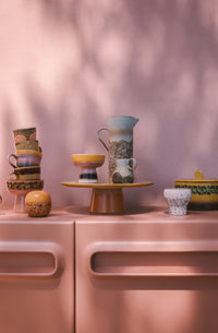 Small Tapas Bowl on a Base, Yellow Pink and Black, Sunset by 70s Ceramics from HKLIVING