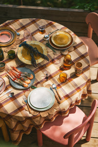 HKLIVING Vida Check Table Cloth - Chestnut Cream (140x220cm)