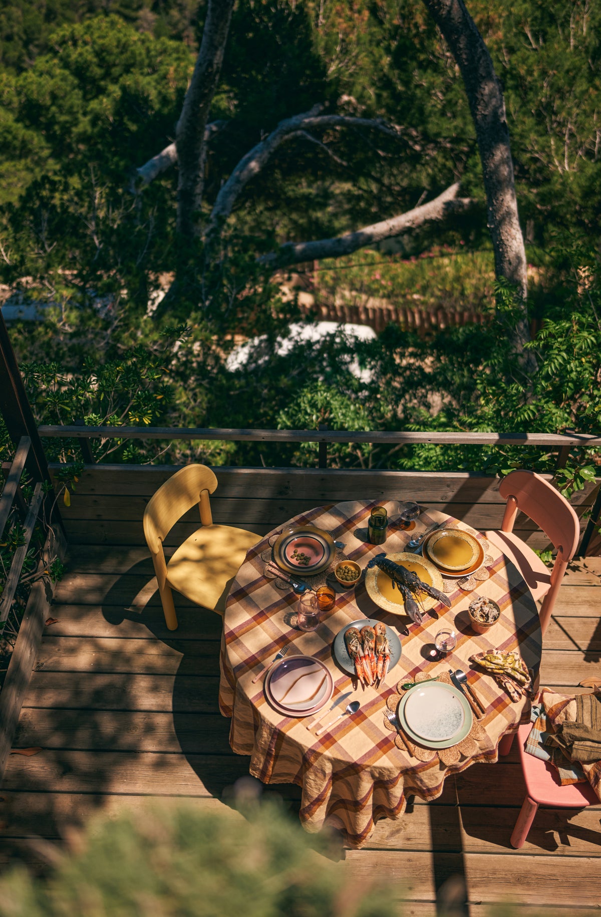 HKLIVING Vida Check Table Cloth - Chestnut Cream (140x220cm)