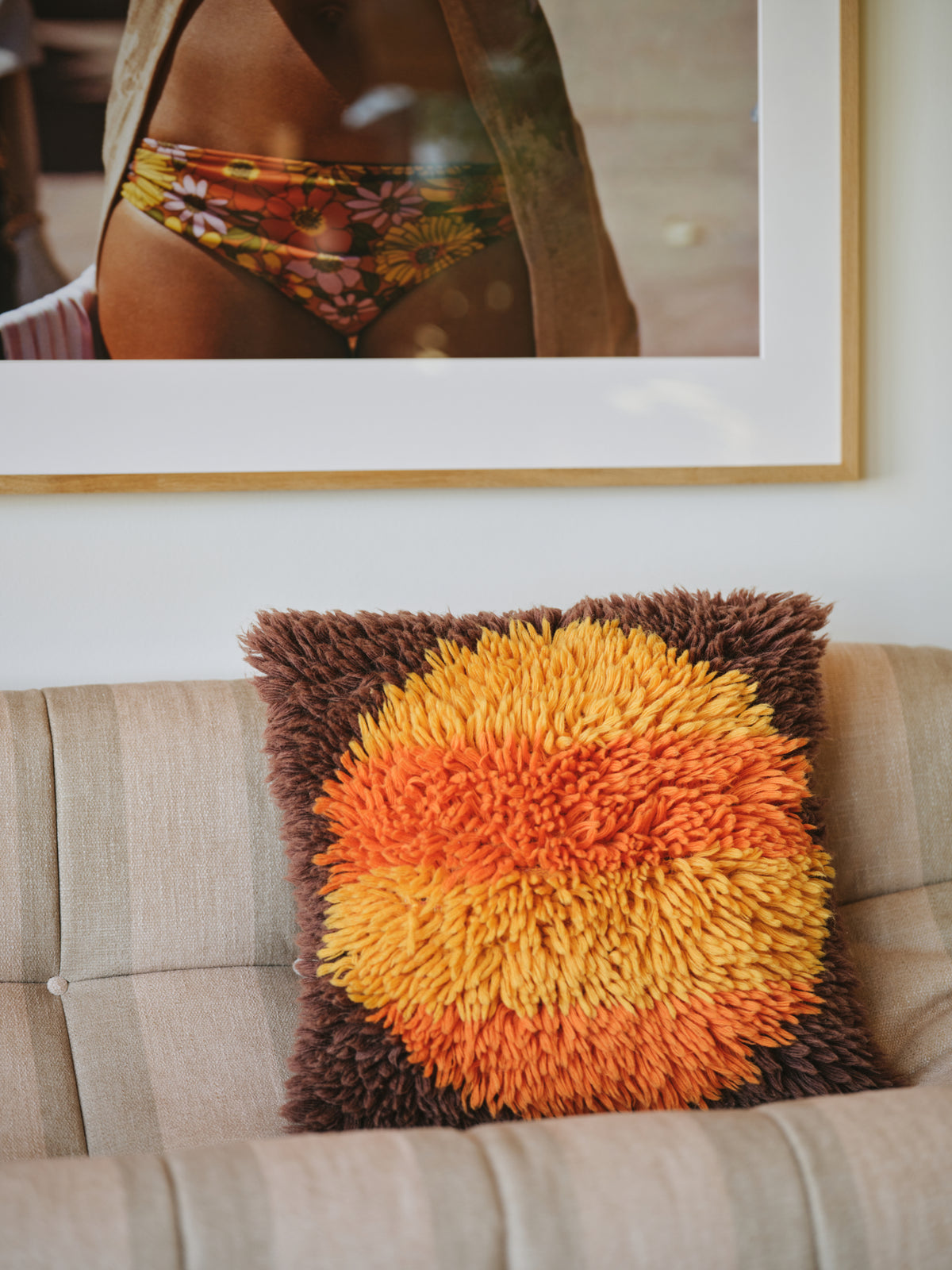Fluffy Horizon Sunset Square Cushion, 55x55cm, Multicoloured, by HKLIVING