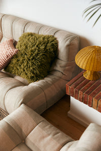 Fluffy Woolen Square Cushion Olive Green 50 x 50cm by HKLIVING