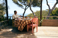 HKLIVING Vida Check Table Cloth - Chestnut Cream (140x220cm)