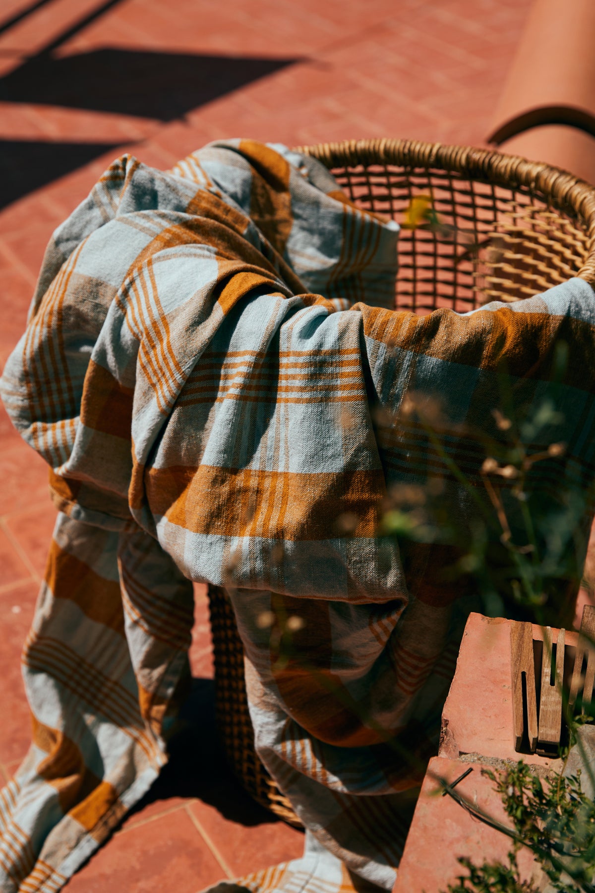 HKLIVING Vida Check Table Cloth - Amber Blue (180x180cm)