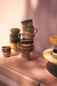 Large Tapas Bowl on a Base, Blush Pink and Brown, Lush by 70s Ceramics from HKLIVING