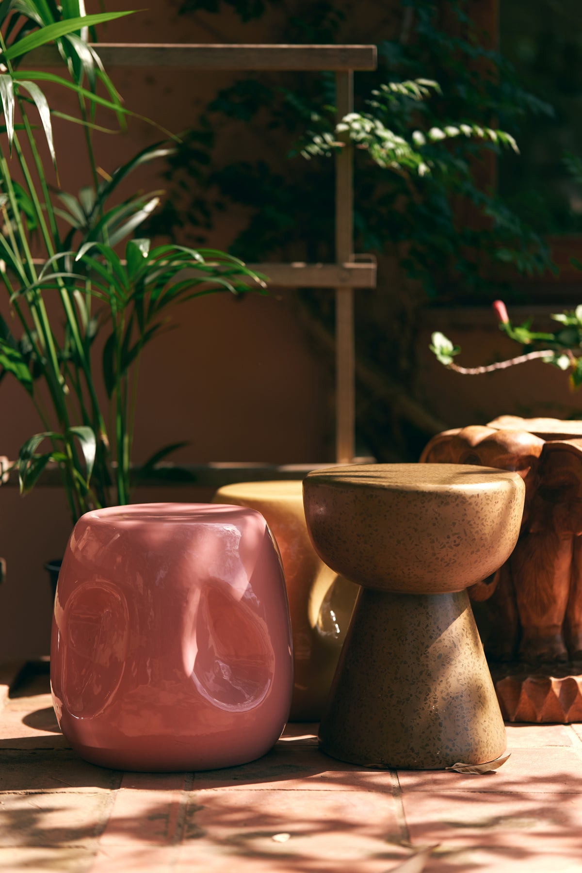 Pink Ceramic Side Table, Coral, Currents by HKLIVING