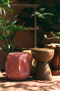 Pink Ceramic Side Table, Coral, Currents by HKLIVING