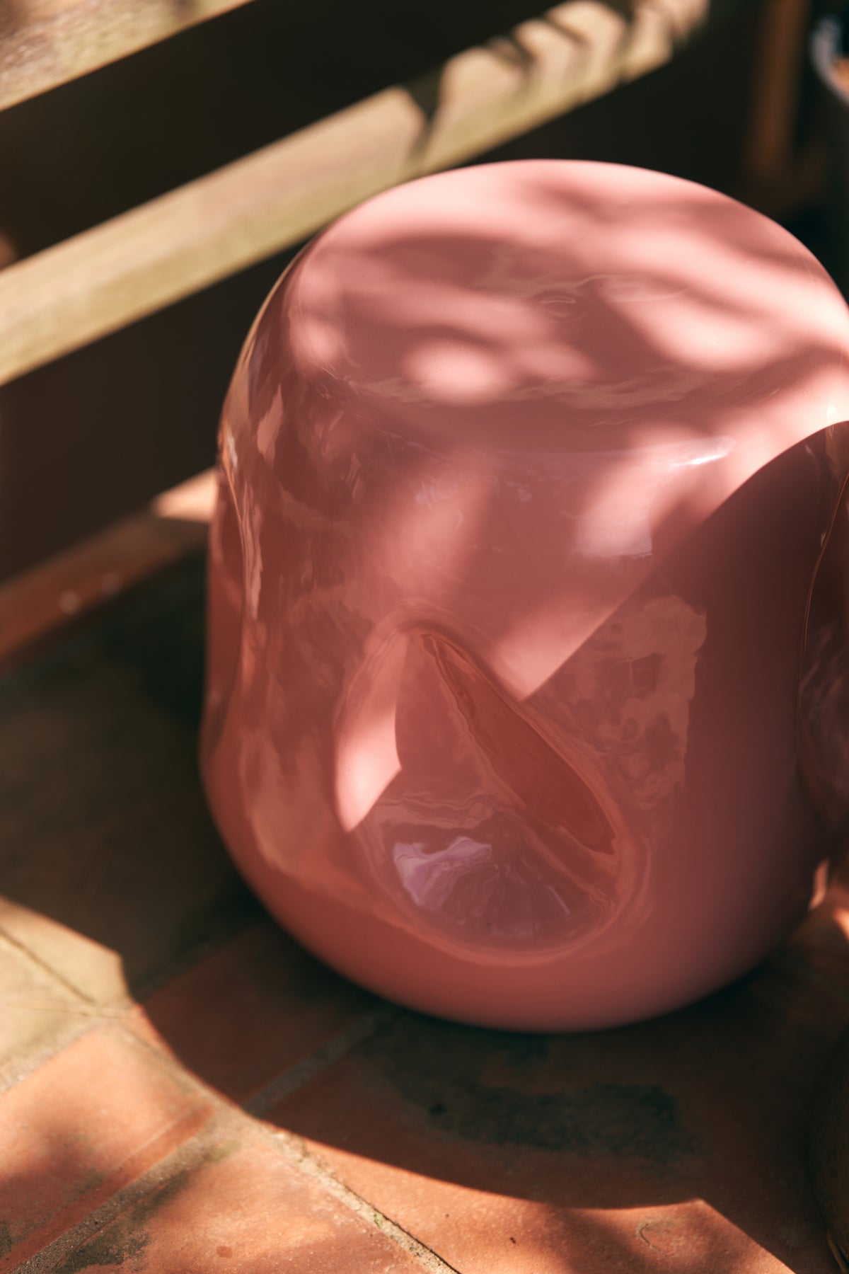 Pink Ceramic Side Table, Coral, Currents by HKLIVING