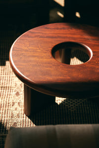 Circular Conversation Coffee Table in Deep Mango Wood 85cm by HKLIVING