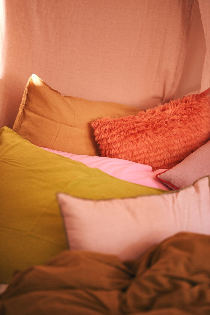 Fluffy Woolen Square Cushion Sienna Orange Red 50 x 50cm by HKLIVING