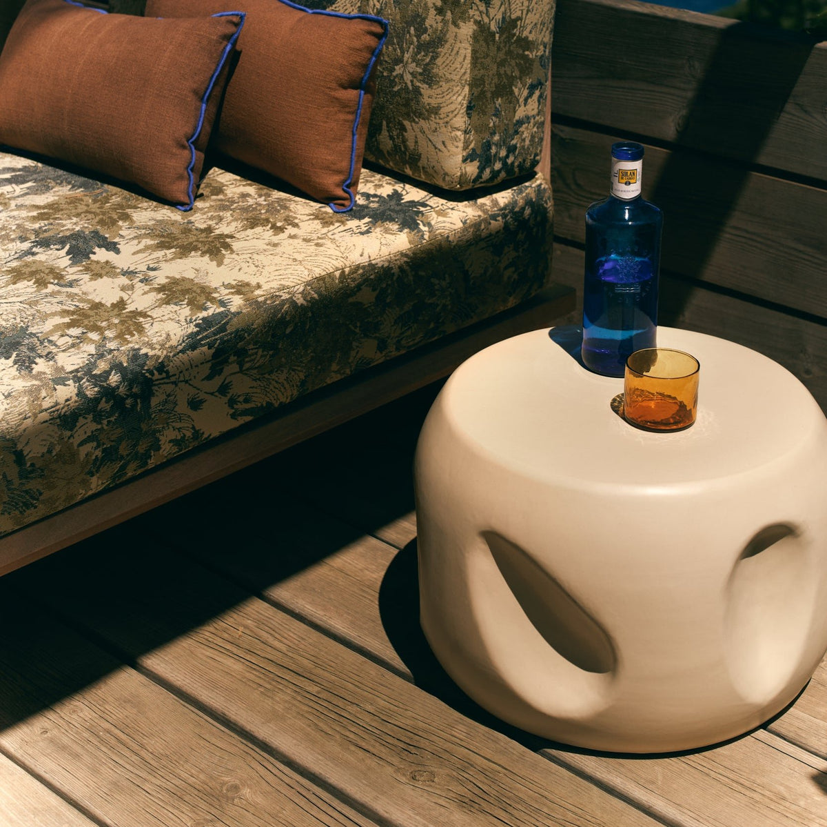 Cream Ceramic Side Table, Shell, Currents by HKLIVING