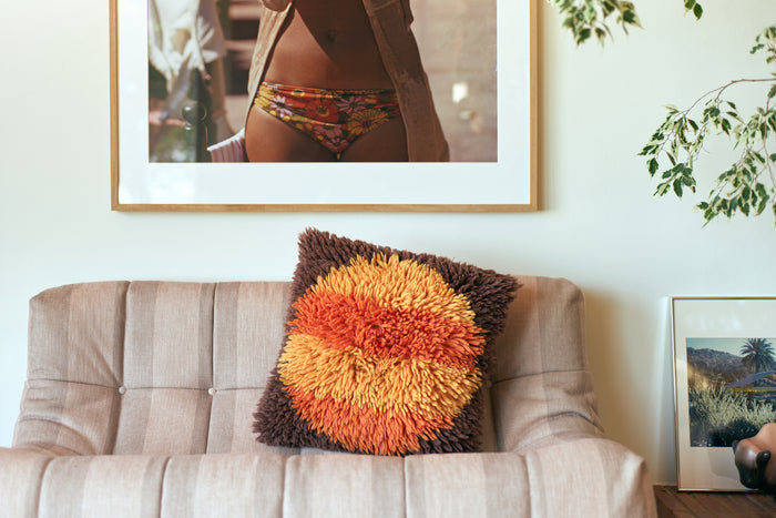 Fluffy Horizon Sunset Square Cushion, 55x55cm, Multicoloured, by HKLIVING