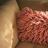 Pink Rugged Woolen Rectangular Cushion, 60x40cm, by HKLIVING