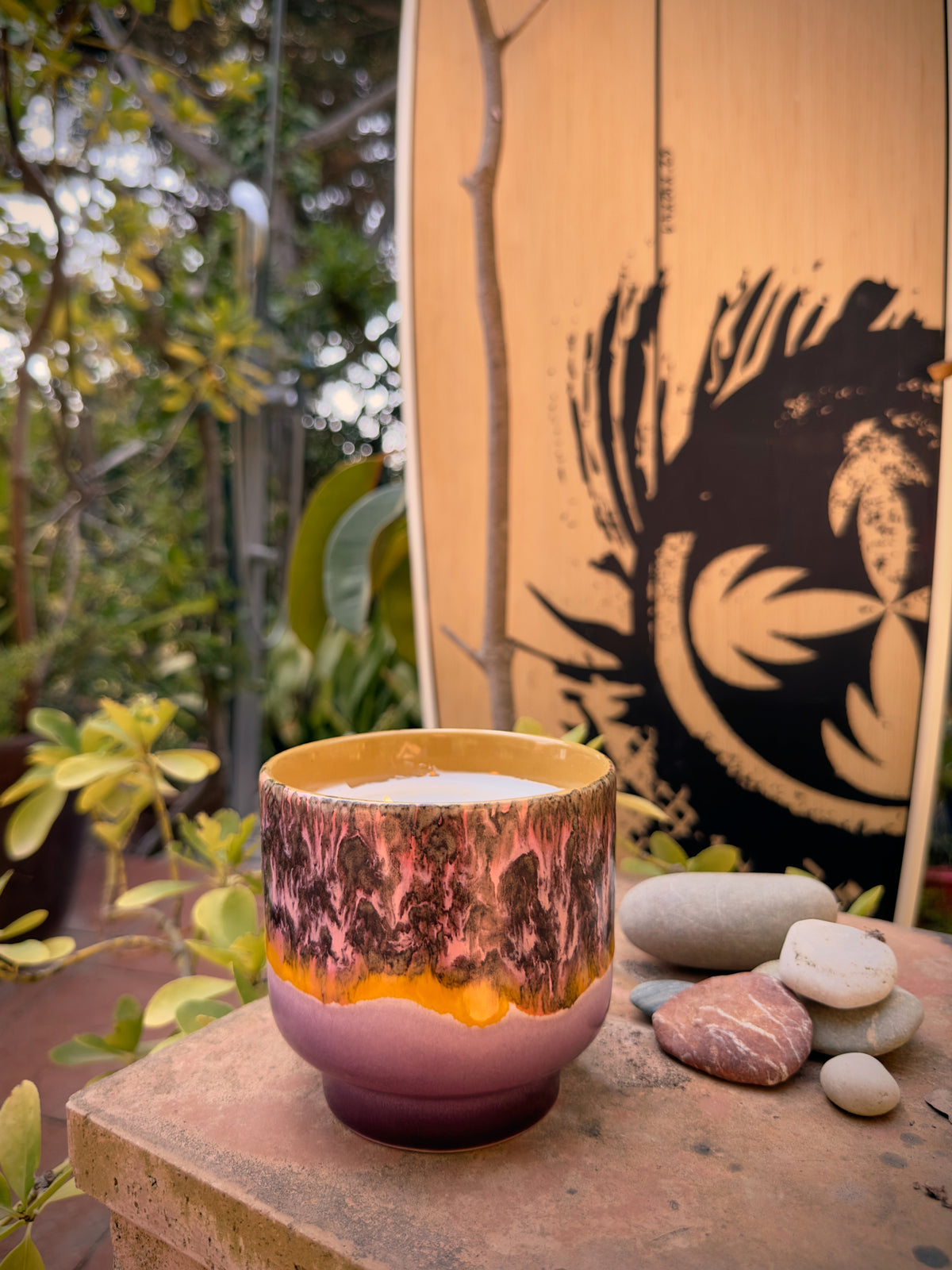 Floral Herbal Scented Candle, Cape Town, 70s Ceramics by HKLIVING