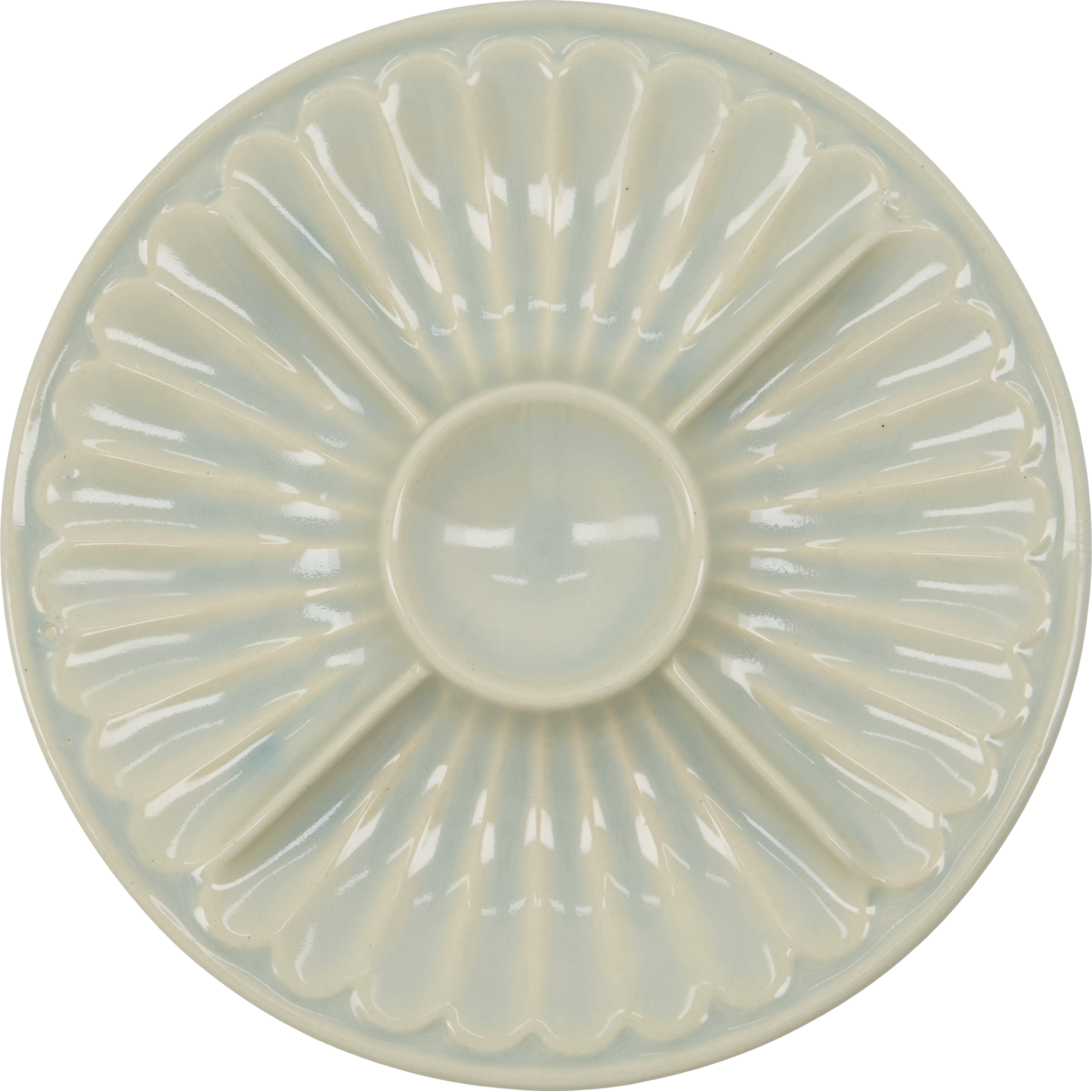 Diva light blue serving dish by House Doctor with scalloped sections – perfect for tapas or oysters