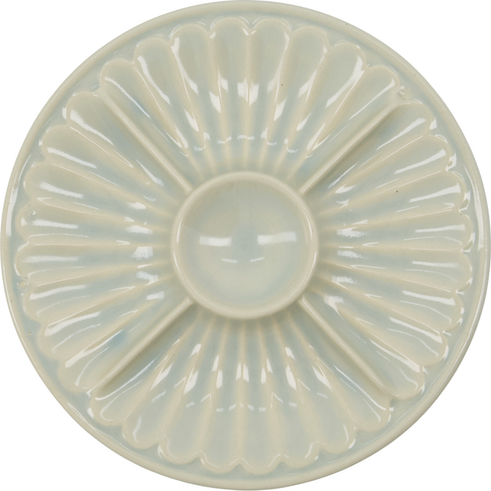 Diva light blue serving dish by House Doctor with scalloped sections – perfect for tapas or oysters
