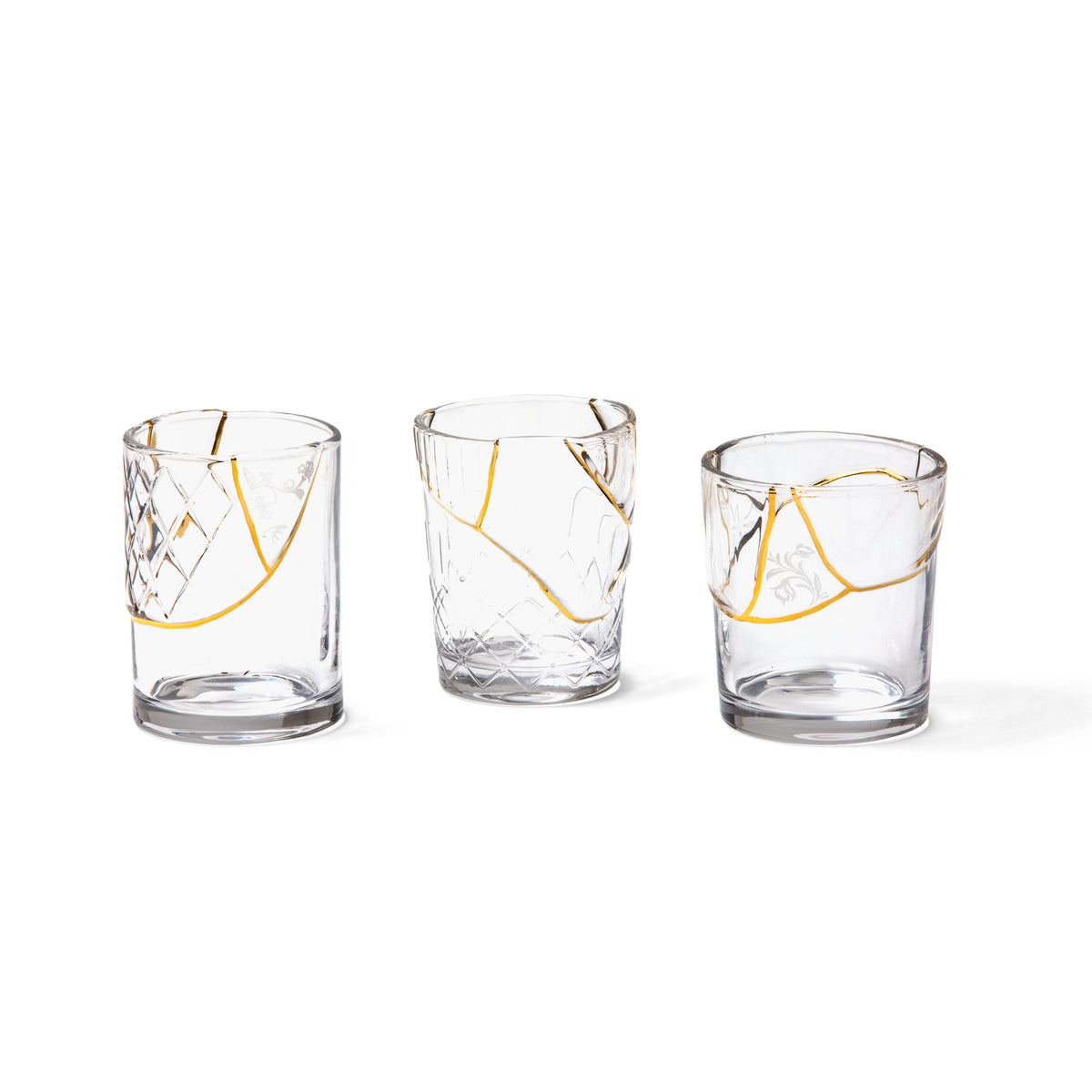 Seletti Kintsugi Water Glass - Artisan Glass with 24K Gold Detailing (Multiple Designs)