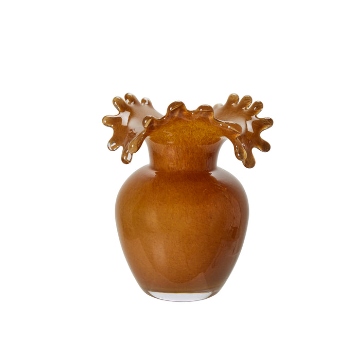 Small rounded amber vase by Wikholmform with sculptural form