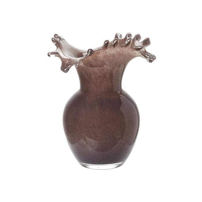 Large brown glass vase with splash top by Wikholmform