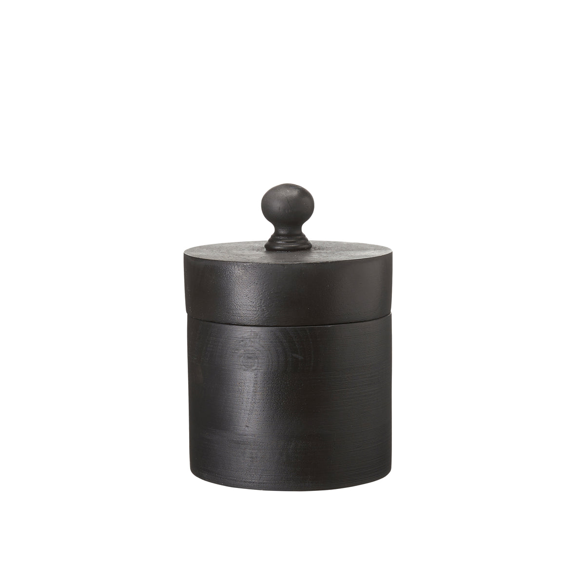 Wooden storage jar with lid in black finish by Wikholmform