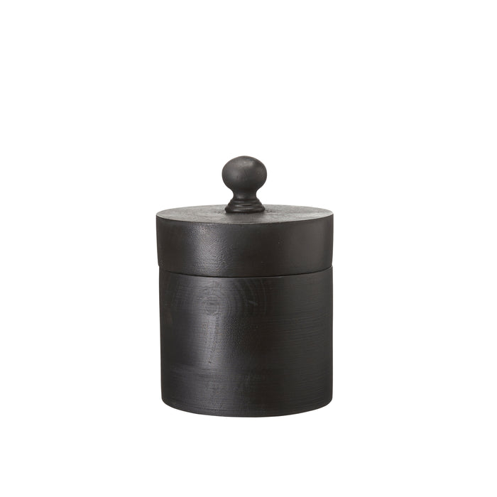 Wooden storage jar with lid in black finish by Wikholmform