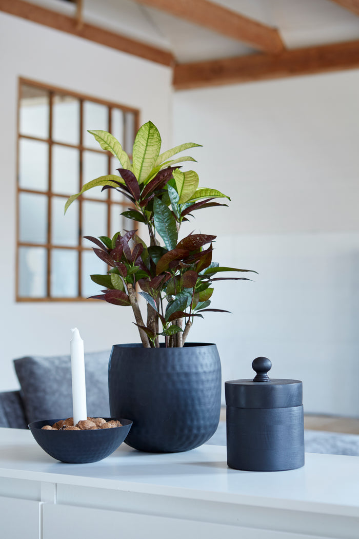 Tall Black Wooden Storage Jar – Naresh by Wikholmform (13x21cm)