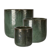 Group of green plant pots for home or garden use