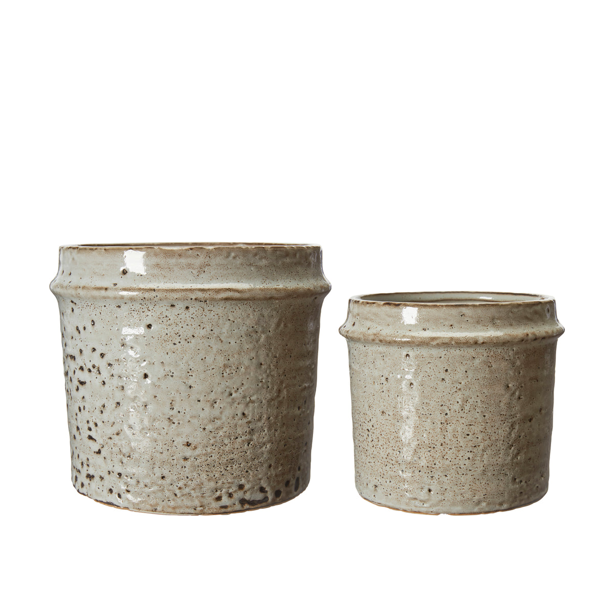 Wikholmform brown speckled pots in two sizes