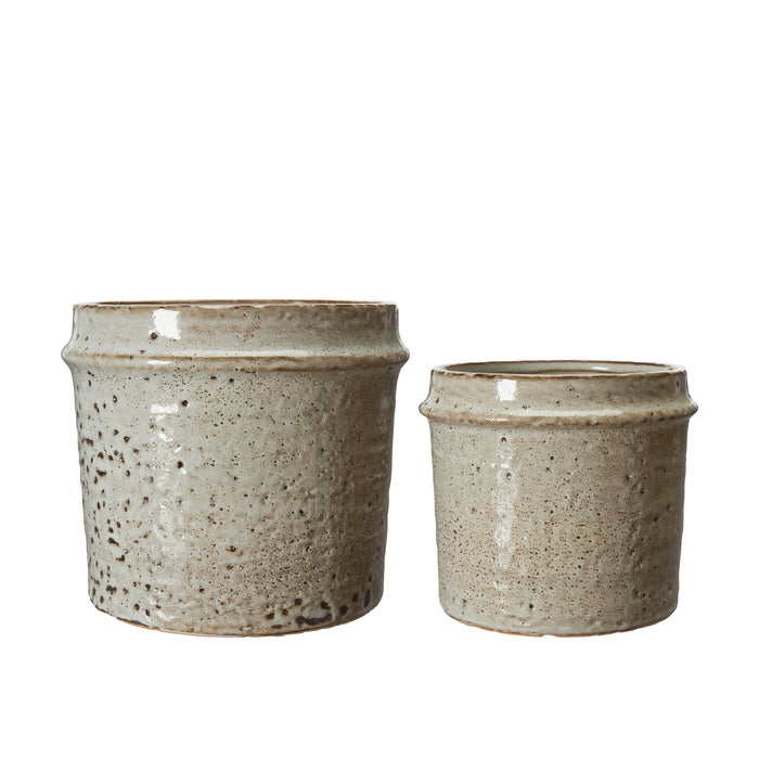Wikholmform brown speckled pots in two sizes
