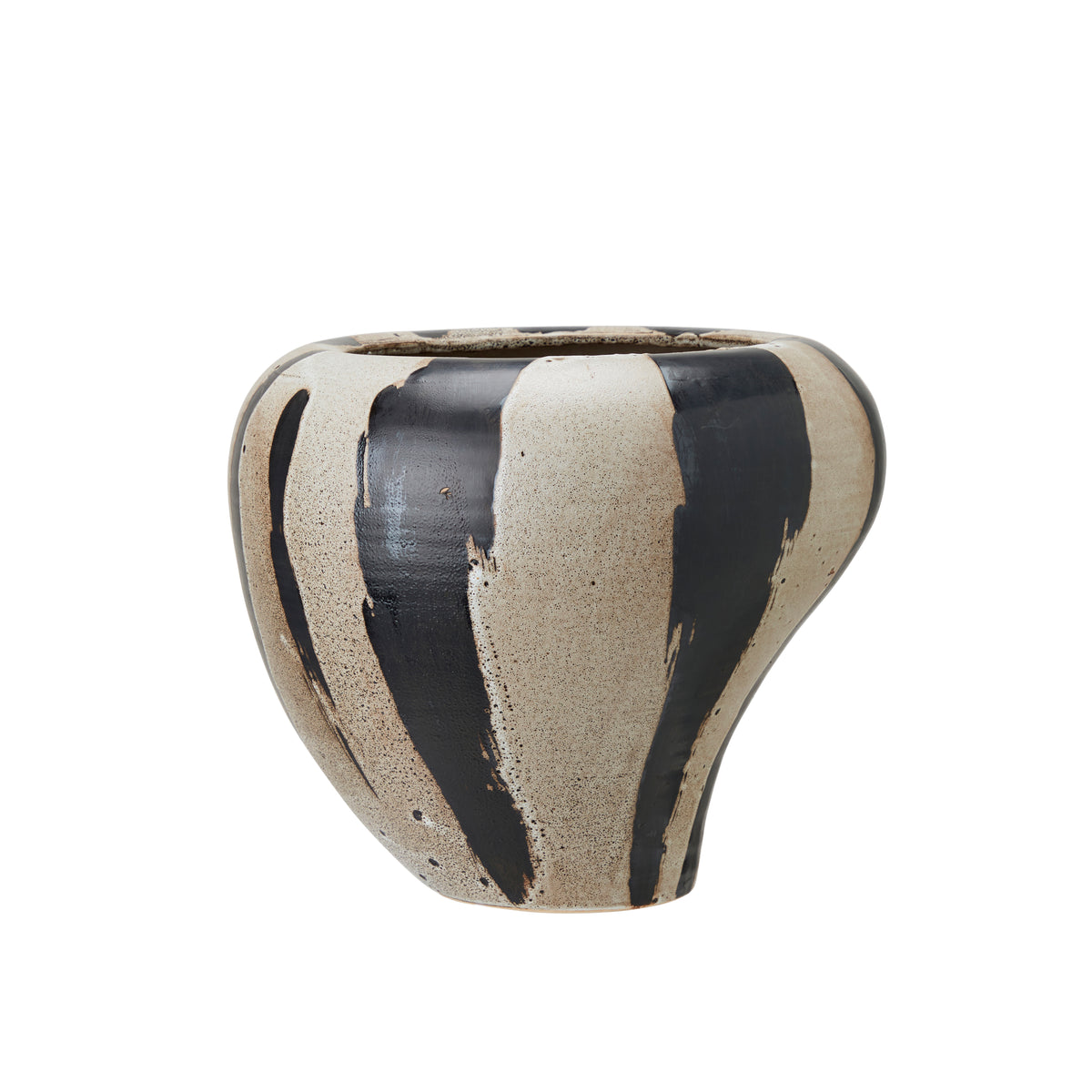 Brown melange plant pot with smooth curved form