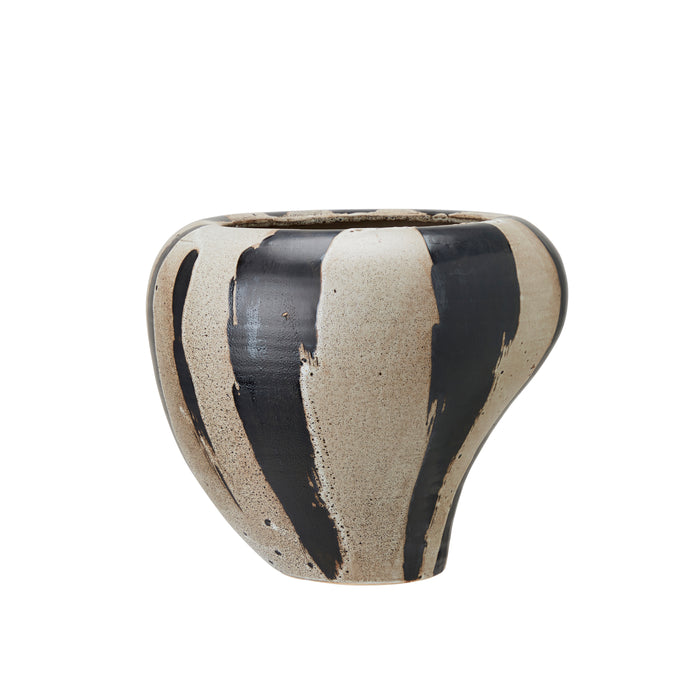 Brown melange plant pot with smooth curved form