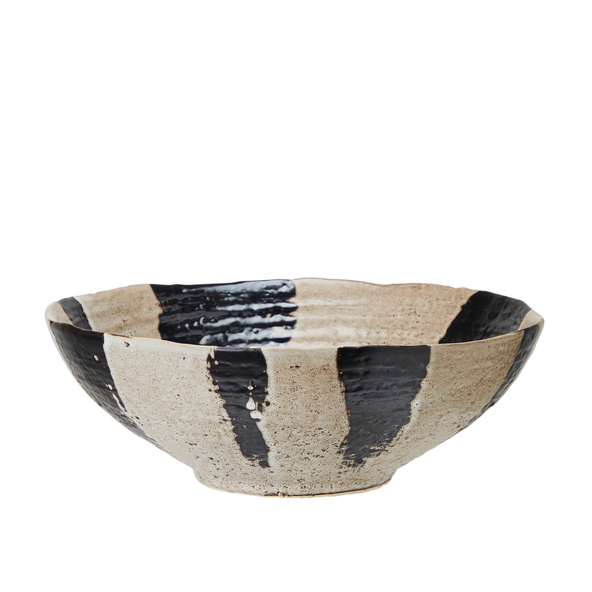 Eden Bowl in Brown-Striped Stoneware by Wikholmform – Sculptural Tableware in Two Sizes