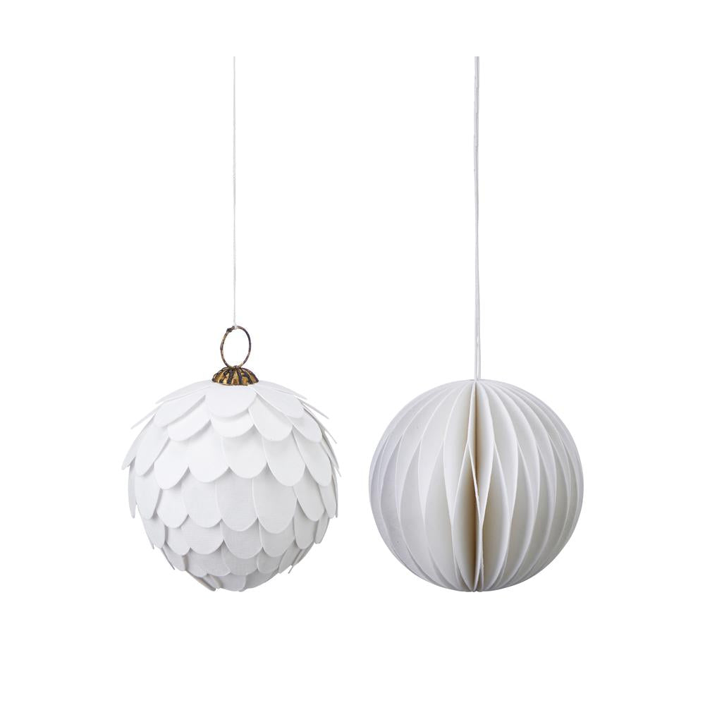 Eco Christmas Bauble, Off White - Set of 4