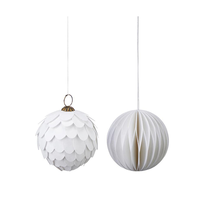 Eco Christmas Bauble, Off White - Set of 4