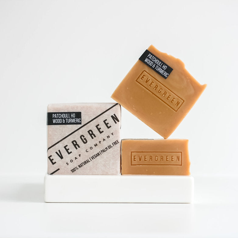 Natural Soap – Patchouli, Ho Wood & Turmeric 105g / 52g by Evergreen
