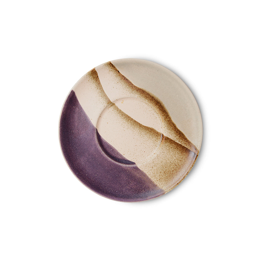 my favourite of the 4, this one is like sand dunes but using a wavey stripe of purple to mark out the closest dune and the tops of the others in the distance marked out in a speckled brown