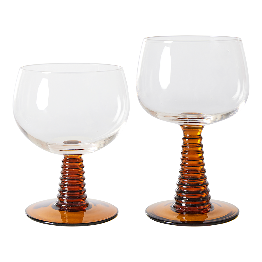 Swirl Wine Glass Low Ochre