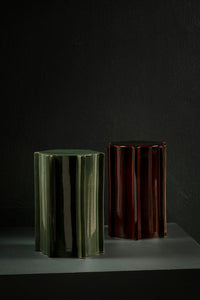 Geometric Ceramic Side Table - Serax Pawn Collection in Ochre, Brown, or Dark Green