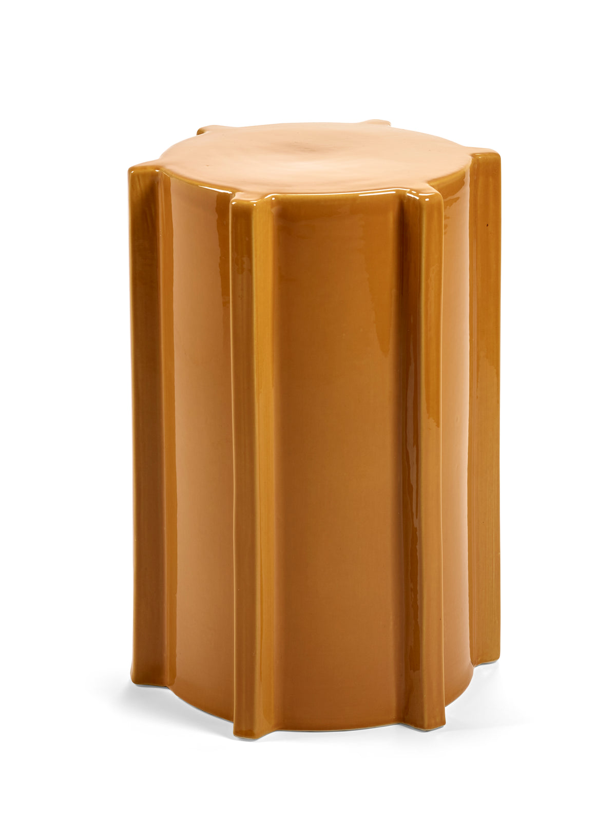 Geometric Ceramic Side Table - Serax Pawn Collection in Ochre, Brown, or Dark Green