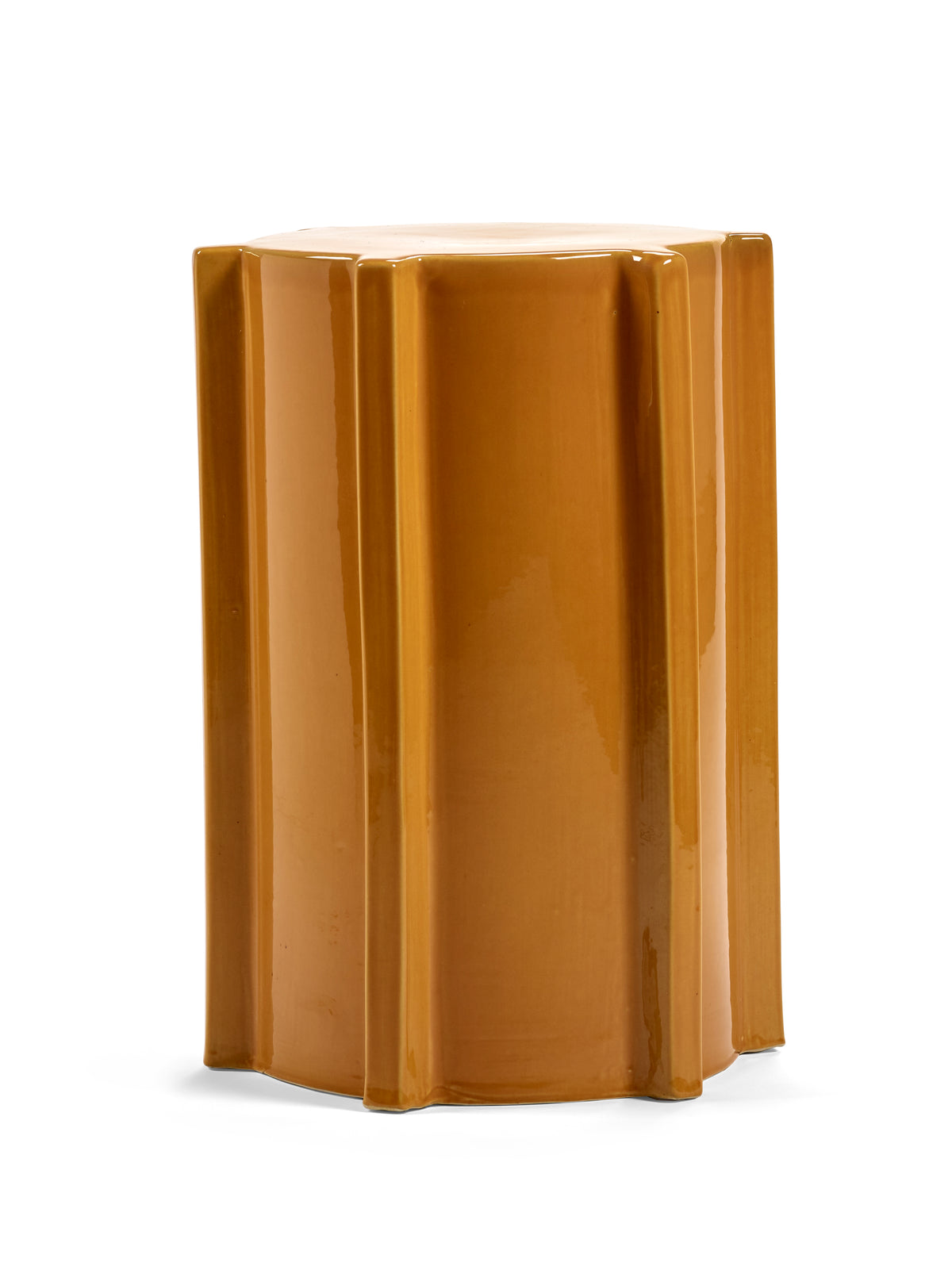 Geometric Ceramic Side Table - Serax Pawn Collection in Ochre, Brown, or Dark Green