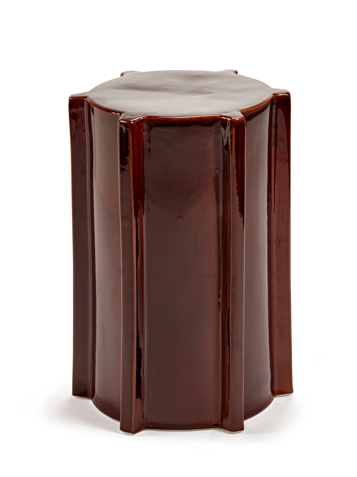 Geometric Ceramic Side Table - Serax Pawn Collection in Ochre, Brown, or Dark Green