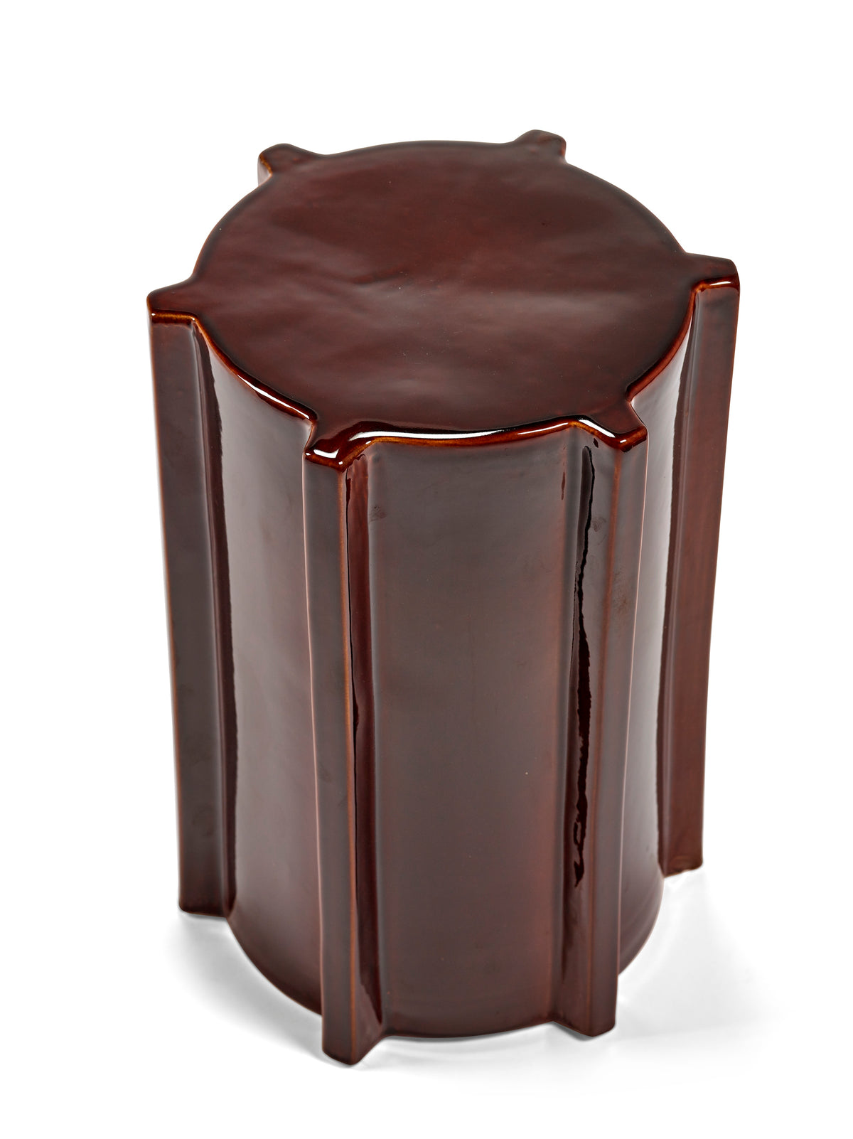 Geometric Ceramic Side Table - Serax Pawn Collection in Ochre, Brown, or Dark Green